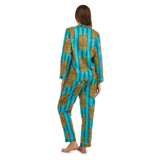 Blue Striped Tiger Print Pajamas - Boutique Bella Bellapajama set