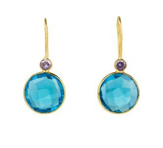 Blue Topaz & Amethyst Double Round Earrings - Boutique Bella BellaJewlery