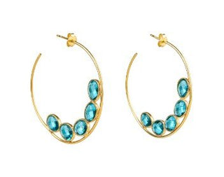 Blue Topaz Mosaic Hoop Earrings - Boutique Bella BellaJewlery