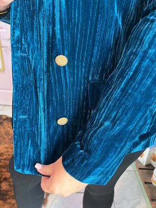 Blue Velvet Blazer - Boutique Bella BellaBlazers