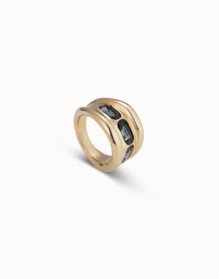 Bluemoon Ring with 3 grey crystals - Gold - Boutique Bella BellaUno De 50 - Ring