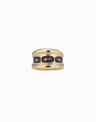 Bluemoon Ring with 3 grey crystals - Gold - Boutique Bella BellaUno De 50 - Ring