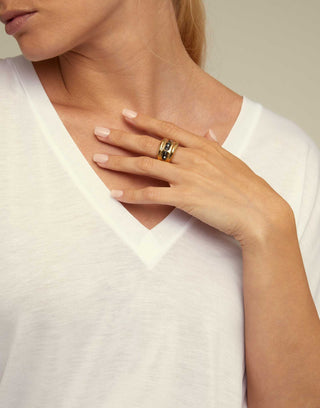 Bluemoon Ring with 3 grey crystals - Gold - Boutique Bella BellaUno De 50 - Ring
