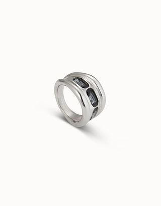 Bluemoon Ring with 3 grey crystals - Silver - Boutique Bella BellaUno De 50 - Ring