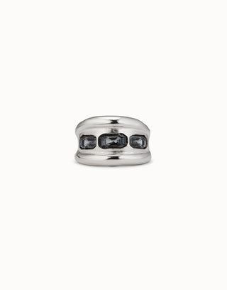Bluemoon Ring with 3 grey crystals - Silver - Boutique Bella BellaUno De 50 - Ring