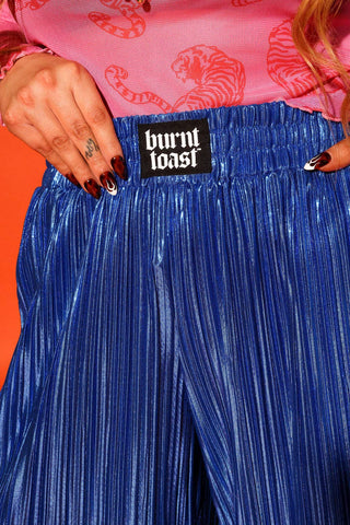 Bluest Flame Metallic Plisse Pants - Boutique Bella BellaPants