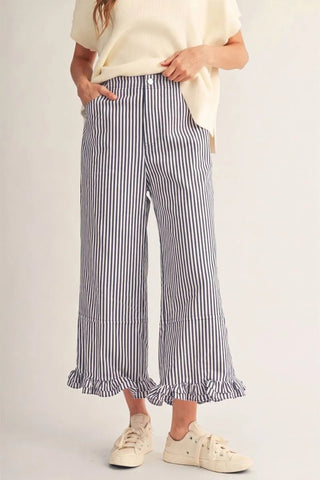 Boardwalk Breeze Striped Pants - Blue - Boutique Bella BellaPants