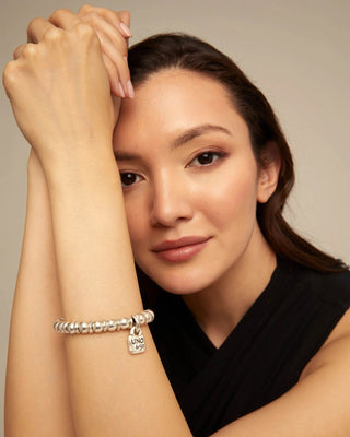 Bohemian - Silver Beaded Stretch Bracelet - Boutique Bella BellaBracelets