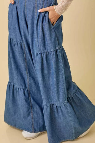 Boho Bowtie Bell Denim Jumpsuit - Boutique Bella BellaJumpsuit