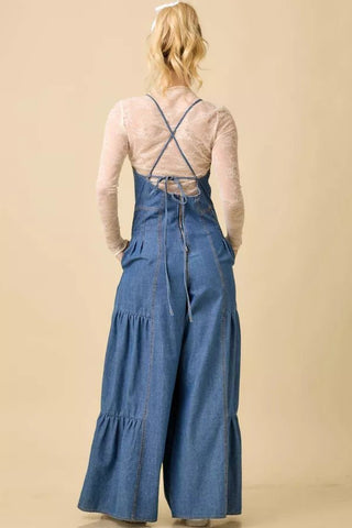 Boho Bowtie Bell Denim Jumpsuit - Boutique Bella BellaJumpsuit