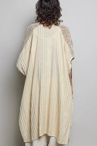 Boho Cotton Short Sleeve Sequin Tassel Midi Cardigan - Boutique Bella BellaCoverup