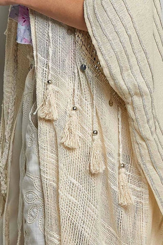 Boho Cotton Short Sleeve Sequin Tassel Midi Cardigan - Boutique Bella BellaCoverup