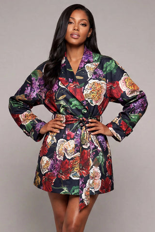 Bold Bloom Luxe Trench - Boutique Bella Bellatrench coat