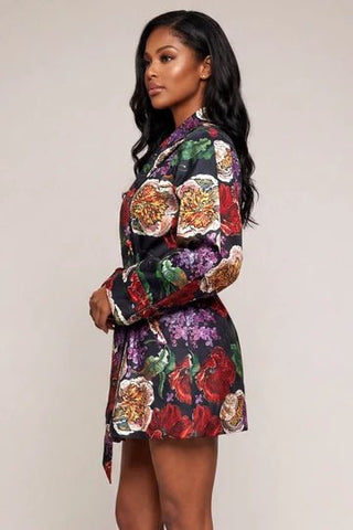 Bold Bloom Luxe Trench - Boutique Bella Bellatrench coat