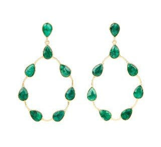 Bold Emerald Open Teardrop Earrings - Boutique Bella BellaEarrings