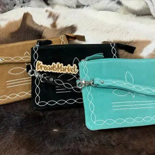 Bootstitch Suede Leather Coin Purse - Turquoise - Boutique Bella Bellapouch