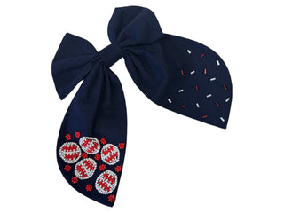 Bow - Baseball - Navy - Boutique Bella BellaDistress