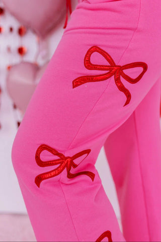 Bow Flared Sweatpants - Boutique Bella Bellasweatpants