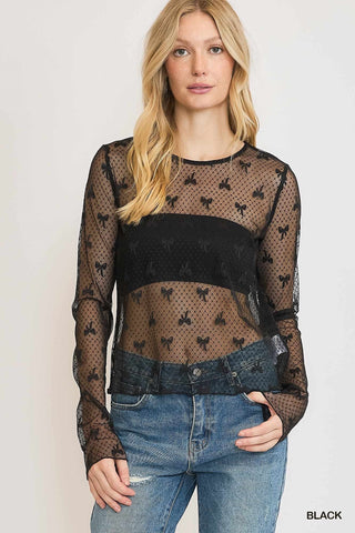 Bow Mesh Top - Boutique Bella BellaMesh Top