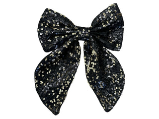 Bow - Sequin - Black and Gold - Boutique Bella BellaDistress