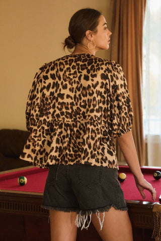 Bow Tye Leopard Blouse - Boutique Bella BellaBLOUSE