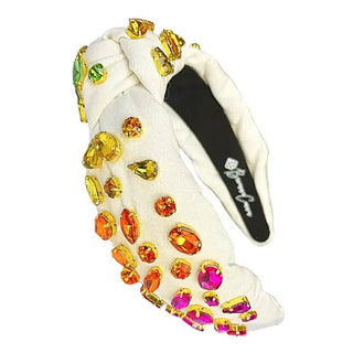 Brianna Cannon - Adult Size Ivory Headband with Rainbow Gradient Hand - Sewn Crystals - Boutique Bella BellaHeadband