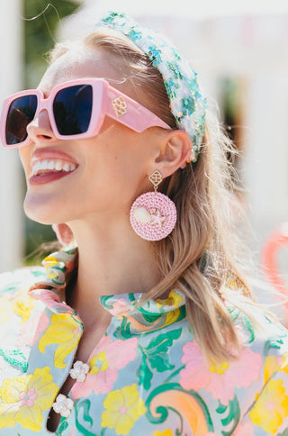 Brianna Cannon BEACH HOUSE RATTAN EARRINGS IN PINK - Boutique Bella Bella