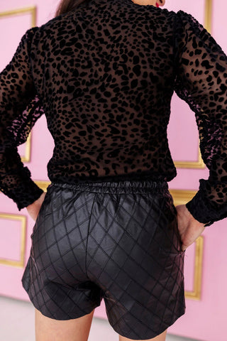 Brianna Cannon • Black Vegan Leather Quilted Shorts - Boutique Bella BellaDress Shorts