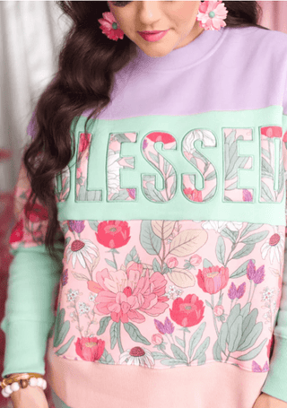 Brianna Cannon - Blessed Floral Fleece - Lined Sweatshirt - Boutique Bella BellaBrianna Cannon