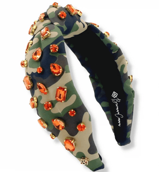 Brianna Cannon Camo Headband with Orange Crystals - Boutique Bella BellaHeadbands