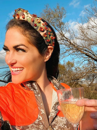 Brianna Cannon Camo Headband with Orange Crystals - Boutique Bella BellaHeadbands