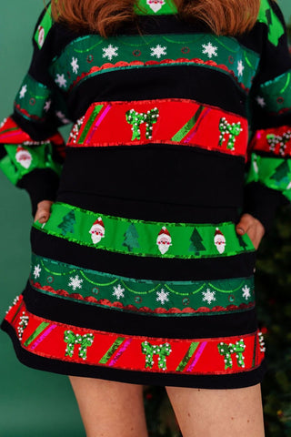 Brianna Cannon Christmas Ribbon Stripe Skort - Boutique Bella BellaSkort