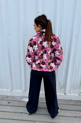 Brianna Cannon - Green Floral Pile Fleece Jacket - Boutique Bella BellaOuterwear