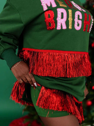 Brianna Cannon • Holiday Skort with Tinsel Fringe - Boutique Bella BellaHoliday skort