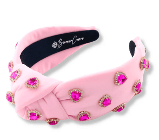 Brianna Cannon - Light Pink Headband with Hot Pink Pave Crystal Hearts - Boutique Bella BellaBrianna Cannon