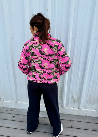 Brianna Cannon Pink Camo Pile Fleece Jacket - Boutique Bella BellaActive Wear Jacket