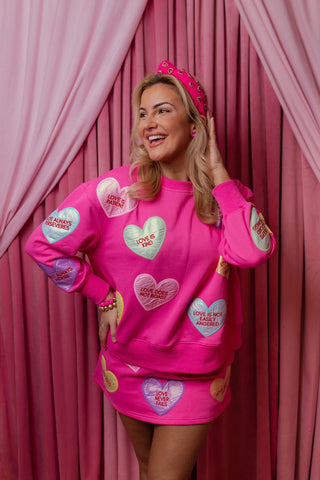 Brianna Cannon - Pink Candy Hearts Sweatshirt - Boutique Bella BellaBrianna Cannon