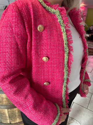 Brianna Cannon • Pink & Green Tweed Blazer - Boutique Bella Bellablazer
