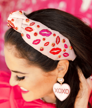 Brianna Cannon - Pink Headband with Embroidered Lips and Crystals - Boutique Bella BellaBrianna Cannon