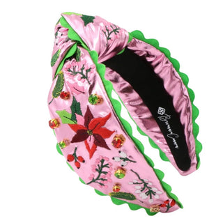 Brianna Cannon Pink Metallic Embroidered Poinsettia Headband - Boutique Bella BellaChristmas Headband