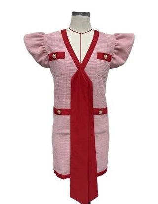 Brianna Cannon - Pink Tweed Dress with Red Bow - Boutique Bella BellaBrianna Cannon