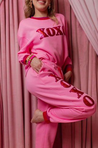 Brianna Cannon - Pink XOXO Fleece Sweatpants - Boutique Bella BellaBrianna Cannon