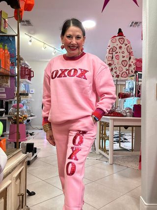 Brianna Cannon - Pink XOXO Fleece Sweatpants - Boutique Bella BellaBrianna Cannon