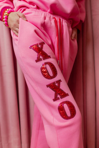 Brianna Cannon - Pink XOXO Fleece Sweatpants - Boutique Bella BellaBrianna Cannon