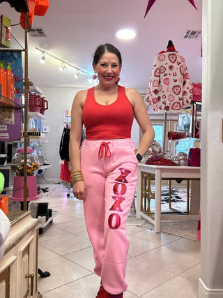 Brianna Cannon - Pink XOXO Fleece Sweatpants - Boutique Bella BellaBrianna Cannon