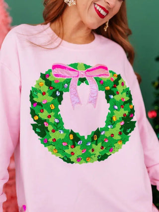 Brianna Cannon - Put A Bow On It Wreath Tunic Sweatshirt - Boutique Bella Bellasweatshirt