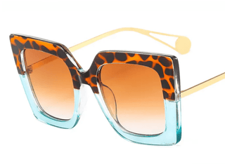 Brianna Cannon - Retro Blue and Leopard Square Frame Sunglasses - Boutique Bella BellaBrianna Cannon