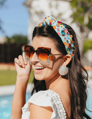 Brianna Cannon - Retro Blue and Leopard Square Frame Sunglasses - Boutique Bella BellaBrianna Cannon