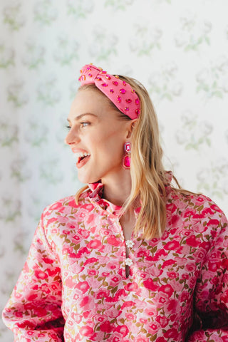 Brianna Cannon Shimmer Headband with Hand-Sewn Crystals - Pink - Boutique Bella BellaHeadband