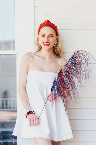 Brianna Cannon Shimmer Headband with Hand-Sewn Crystals - Red - Boutique Bella BellaHeadband